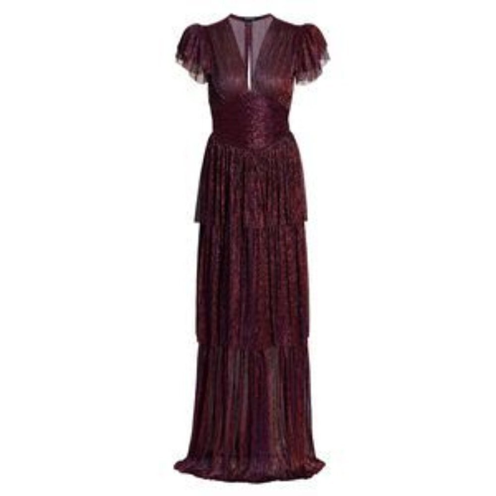 Sabina Musayev‎ Sarah Shimmery Pleated Maxi Dress